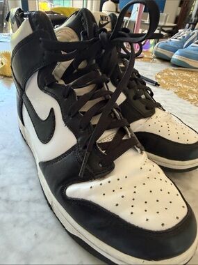 Nike Black and White “Panda” High Top Dunk Sneakers.